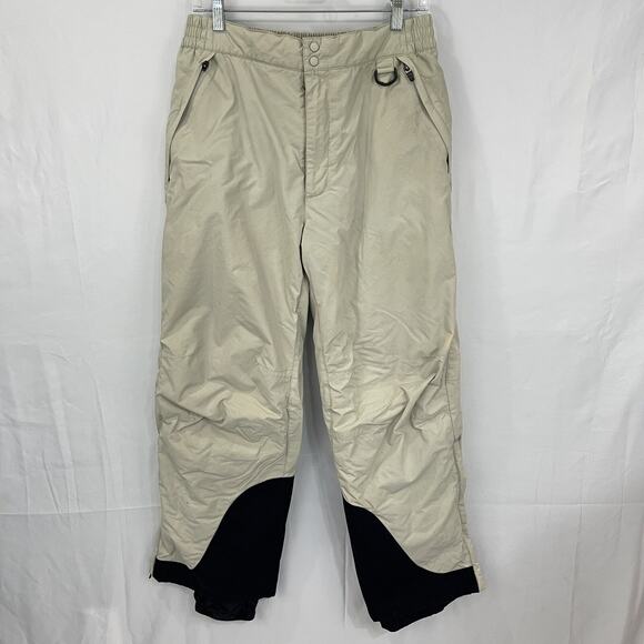 LL Bean Men's Insulated Ski Snow Pants Beige / Black Nylon Sz Medium 30 Inseam - Picture 1 of 15